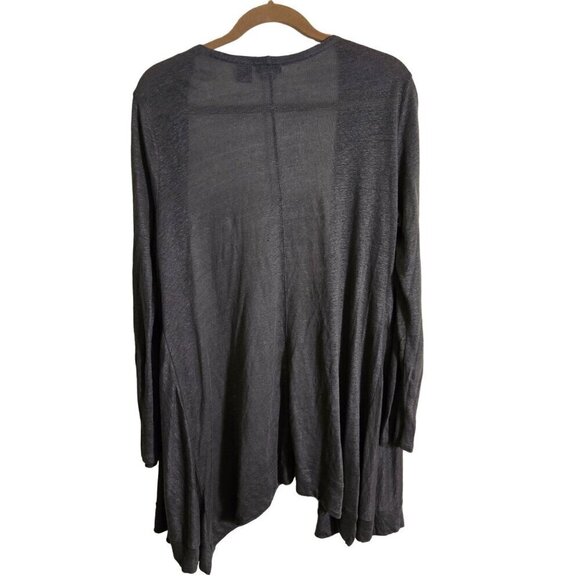 Tahari 100% Linen Olive Open Front Long Line Lightweight Cardigan Sweater Size L - Picture 2 of 3